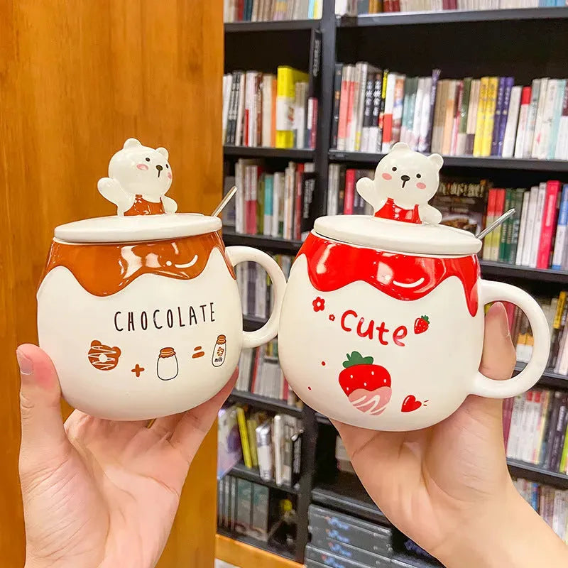 Cute Cartoon Ceramic Household Large Capacity Water Cup - Bellarte Enchanté Cute Cartoon Ceramic Household Large Capacity Water Cup